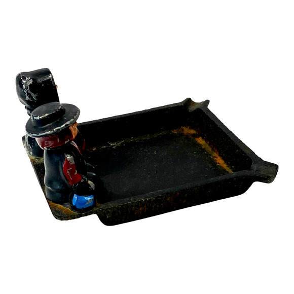 1950's Dalecraft Cast Iron Ashtray Amish Boy Girl Couple Hand Painted Folk Art - Picture 5 of 8